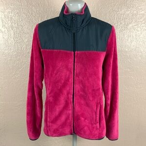 Danskin Now Pink Grey Fleece Double Zip Jacket